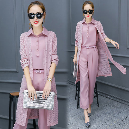 Traje Ejecutivo Tres Piezas para Mujer - Blusa Chiffon y Pantalón Slim - Image 3