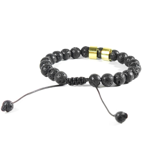 Pulsera de Acero Inoxidable con Piedra de Lava Negra Ajustable - Image 7