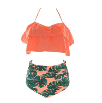 Bikini de Cintura Alta con Estampado Digital - Traje de Baño Sexy Dividido
