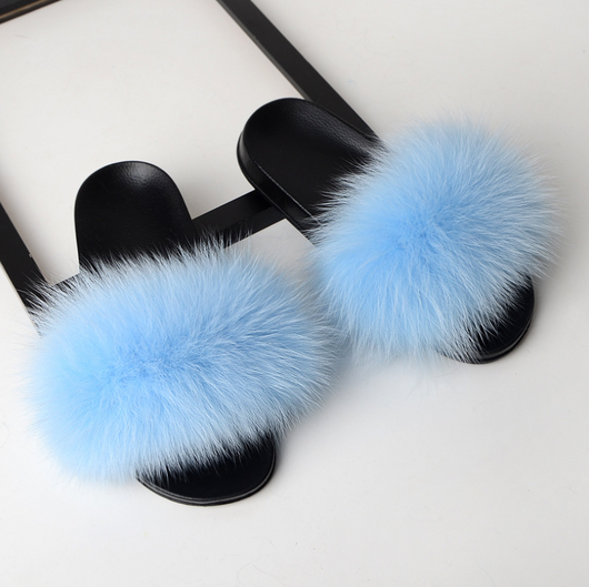 Pantuflas de Piel de Zorro Genuina para Mujer - Sandalias Deslizantes de Verano - Image 10
