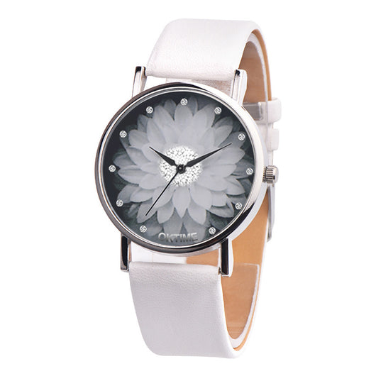 Reloj Femenino de Cuero con Patrón Floral Loto e Hibisco - Image 5