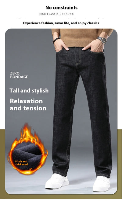Pantalones Vaqueros Gruesos Forrados en Fleece para Hombre Talla Grande - Image 26