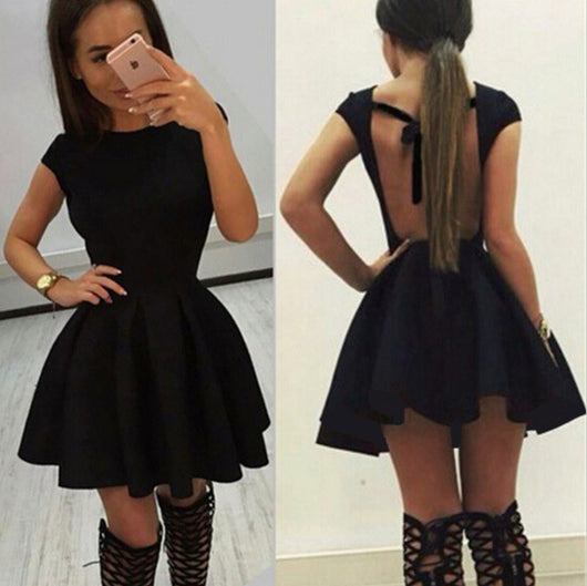 Vestido Elegante Espalda Descubierta con Detalles de Cinta