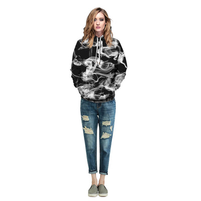 Sudadera con capucha estampado cielo estrellado y anillos de humo - Image 4