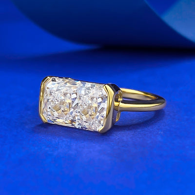 Anillo de Plata 925 con Corte de Hielo Floral Rectangular 7-11mm - Image 9
