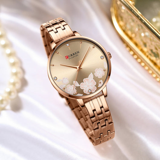 Reloj de Cuarzo para Mujer con Correa de Acero y Diseño Floral - Image 2