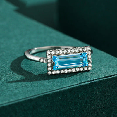 Anillo de Plata 925 con Aguamarina y Circón - Diseño Elegante - Image 2