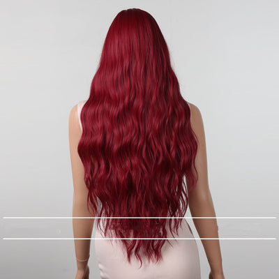 Peluca Ondas Grandes Rojo Rosa Cabello Largo y Rizado - Image 3