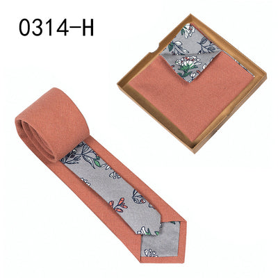 Corbata de Algodón con Estampado Floral y Pañuelo de Bolsillo - Image 12