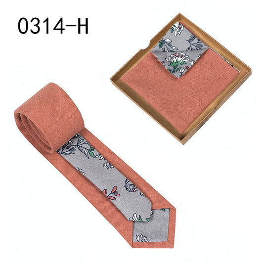 Corbata de Algodón con Estampado Floral y Pañuelo de Bolsillo - Image 12