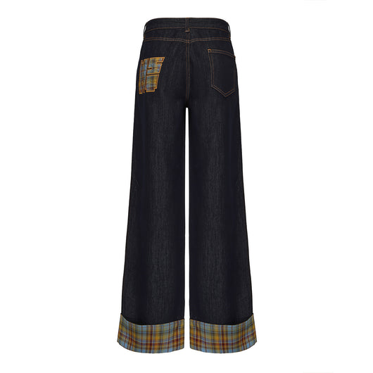 Jeans Rectos Anchos a Cuadros Retro - Estilo Casual Vintage - Image 9
