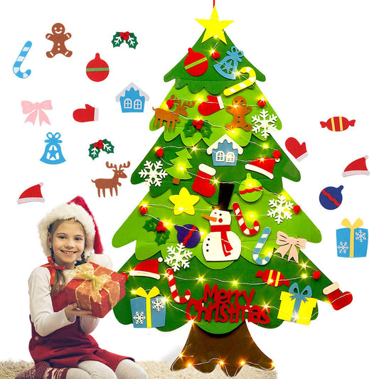 Árbol de Navidad DIY de Fieltro Infantil con Luces LED