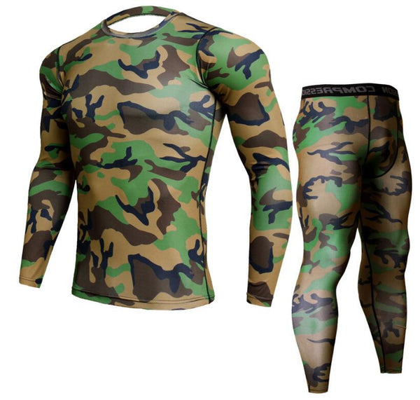 Conjunto Deportivo Ajustado de Manga Larga Secado Rápido para Hombre