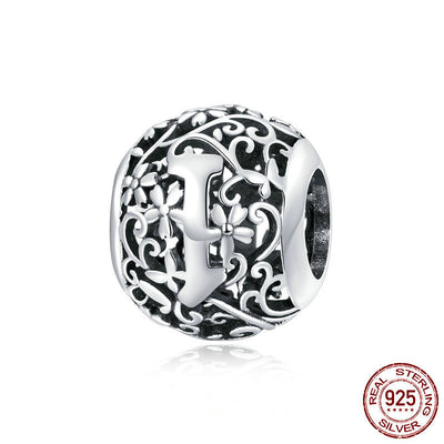 Abalorios de Plata Esterlina con 26 Letras del Alfabeto Inglés Patrón Bosque - Image 42