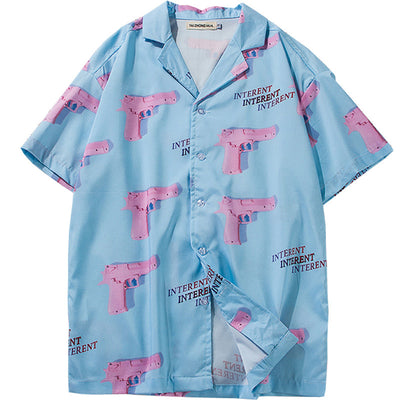 Camisa de Playa Estampada de Algodón para Hombre