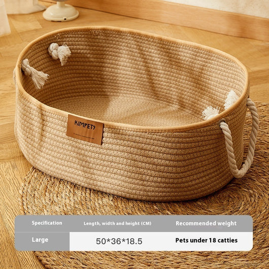 Nido para Gatos de Verano - Cesta Tejida Multiestación en Algodón y Lino - Image 6