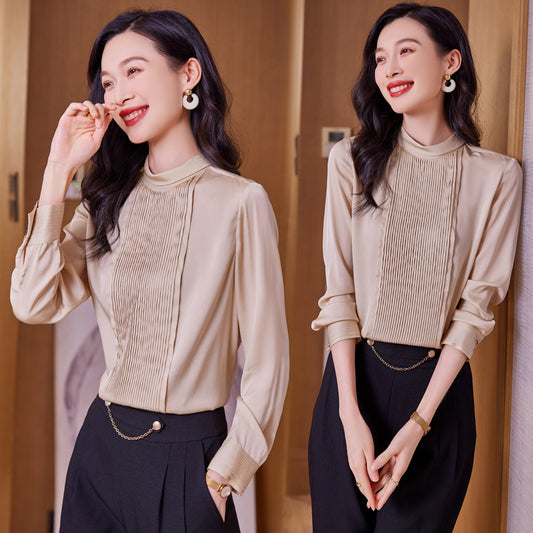 Blusa de Seda Cuello Redondo Elegante y Versátil para Mujer - Image 2
