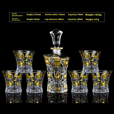 Juego de Copas de Cristal para Whisky y Vino con Detalles Dorados - Image 20