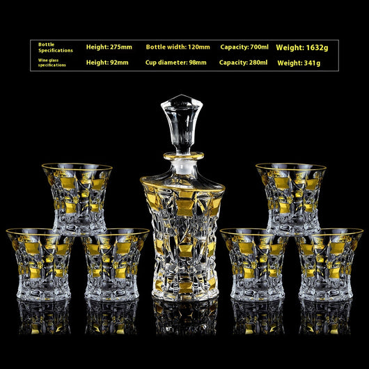 Juego de Copas de Cristal para Whisky y Vino con Detalles Dorados - Image 20
