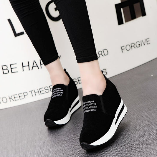 Zapatos de Ante con Punta Redonda y Plataforma Elevada