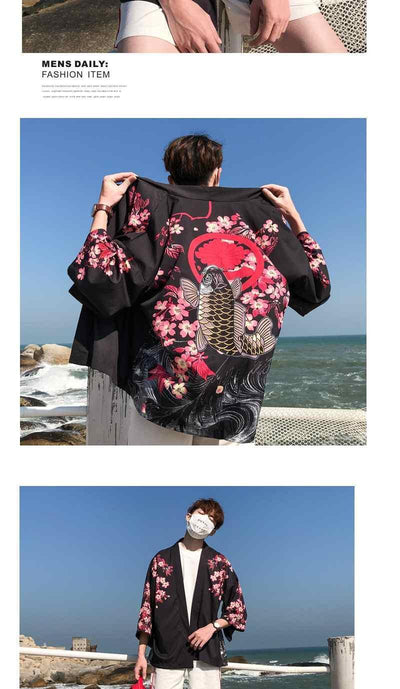 Cardigan Suelto de Protección Solar con Mangas 3/4 para Hombre - Image 17