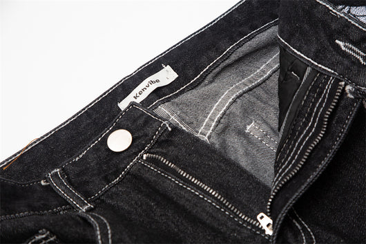 Jeans Negros con Bordado de Calavera para Hombre - Image 5