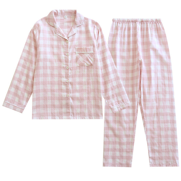 Matching Couple Pajamas in Long-Sleeved Cotton - Comfortable Spring Autumn Loungewear Plus Size