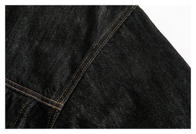 Chaqueta Denim Negra Retro Suelta para Hombre - Estilo Workwear Casual - Image 20