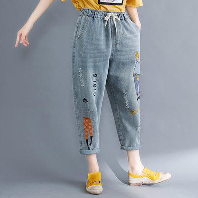 Jeans Casuales para Mujer con Bordado Artesanal