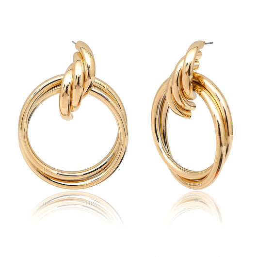 Aretes Colgantes Hueco Redondos de Aleación para Mujer - Image 6
