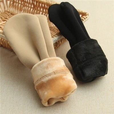 Pair of beige thermal tube socks with a plush lining, ideal for autumn and winter warmth. - Image 5