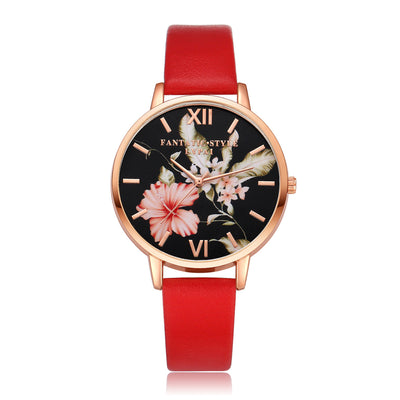 Reloj de Pulsera Lvpai para Mujer en Oro Rosa con Diseño Floral y Correa de Cuero
