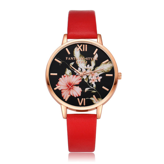 Reloj de Pulsera Lvpai para Mujer en Oro Rosa con Diseño Floral y Correa de Cuero