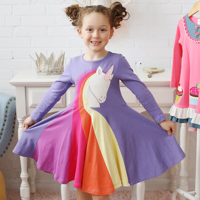 Vestido Infantil Manga Larga con Bordado de Animales Arcoíris - Image 11