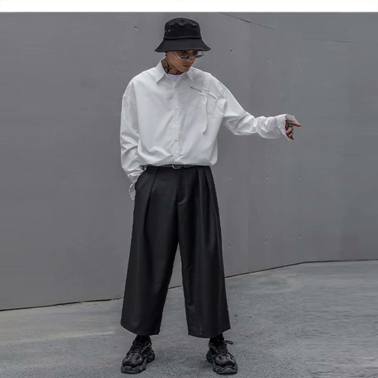 Camisa Blanca Suelta de Manga Larga para Hombre - Image 3