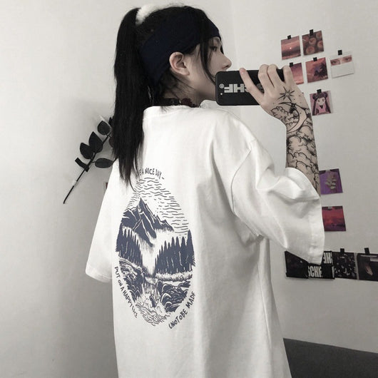 Blusa Suelta con Estampado de Montaña para Mujer - Image 4