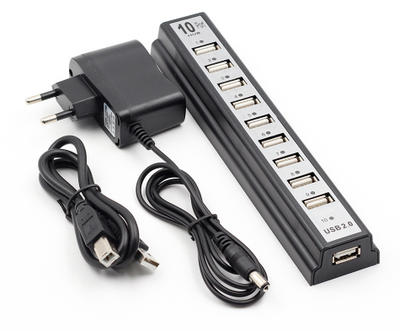 Hub USB GOOJODOQ de 10 Puertos con Adaptador de Corriente