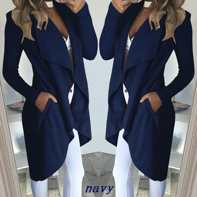 Abrigo Trench Largo Entallado Talla Grande con Cuello Polo - Image 15