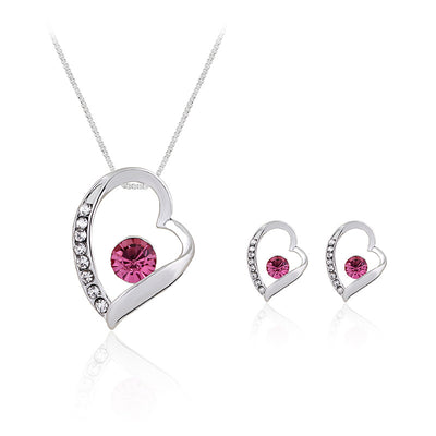 Conjunto de Joyería Corazón de Durazno - Collar y Aretes de Moda Europea - Image 4