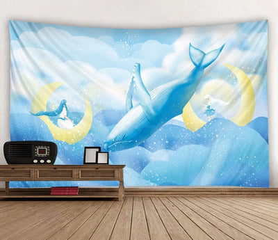 Vibrant psychedelic tapestry with a central sun, moons, and stars in neon pink, blue, yellow, and green. - Image 3