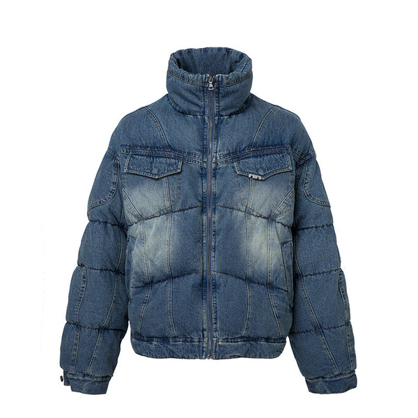 Chaqueta Acolchada de Algodón con Efecto Vintage Desgastado