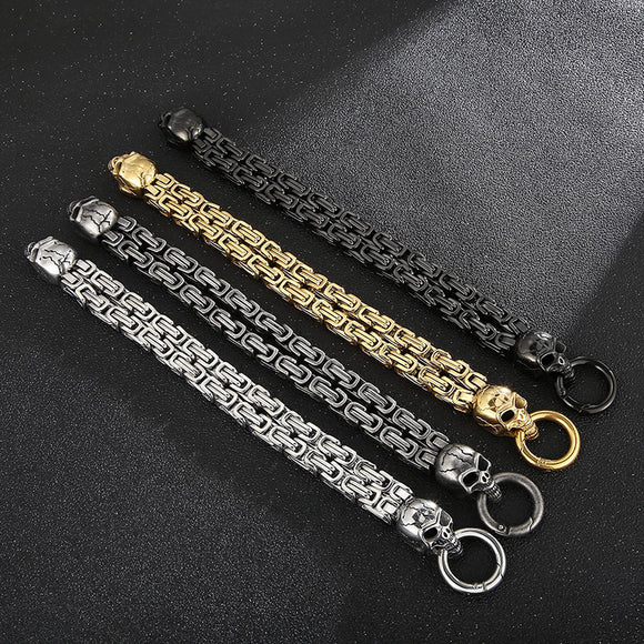 Pulsera de Acero Titanio para Hombre con Patrón de Calavera