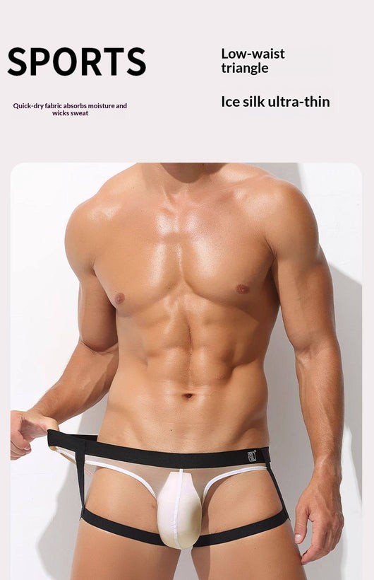 Tanga Masculino Ice-Silk con Tirantes Transparente y Ultra Sensual - Image 10