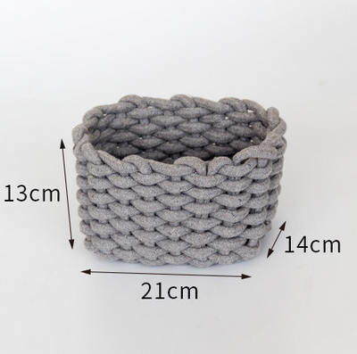 Cesta de Almacenamiento Tejida a Mano en Algodón Grueso Estilo Nórdico - Image 6
