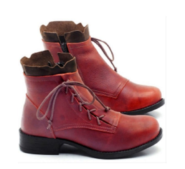 Botas Martin con Cordones y Tacón Bajo