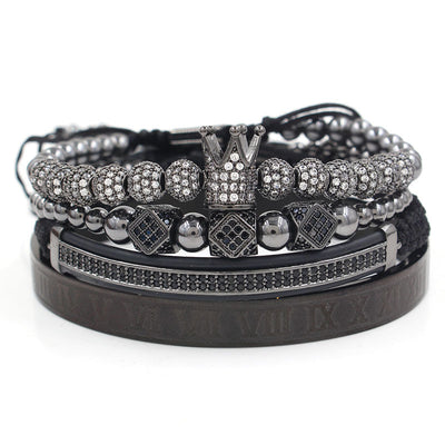 Pulsera de Acero Inoxidable con Perlas de Cobre y Diamantes - Set de 4 Piezas - Image 9