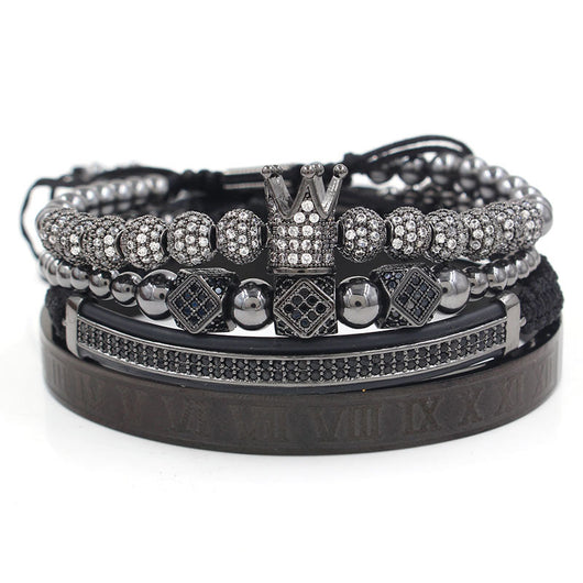 Pulsera de Acero Inoxidable con Perlas de Cobre y Diamantes - Set de 4 Piezas - Image 9
