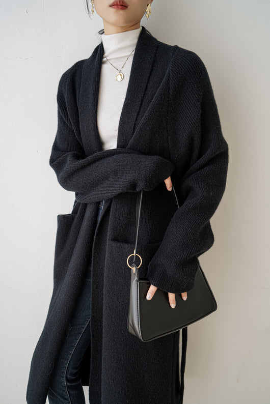 Cardigan Largo de Alpaca Grueso con Cinturón - Suéter Tejido Holgado para Mujer - Image 14