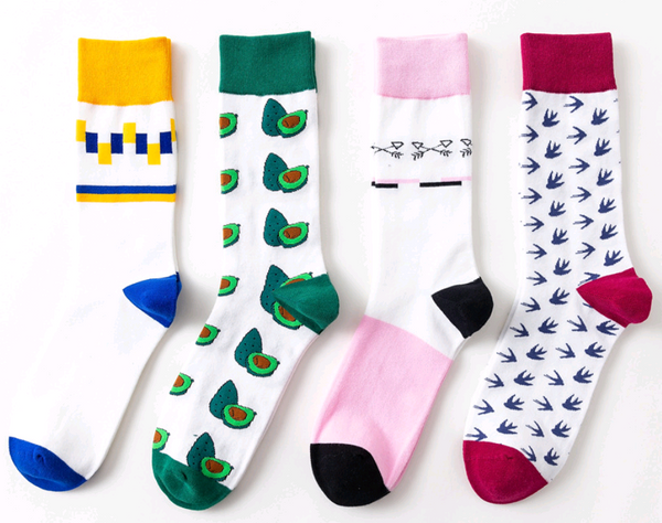 Calcetines de Algodón con Diseño Geométrico - Estilo y Personalidad