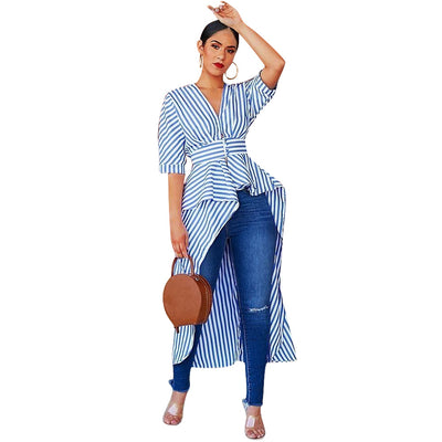 Camisa a Rayas de Largo Extendido - Image 11